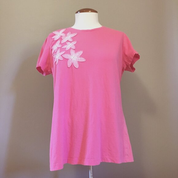 Izod Barbie Pink Floral Embroidered 100% Cotton Baby Tee - Picture 1 of 16